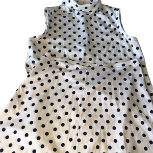 Vintage skirt and top white with navy blue polka dots